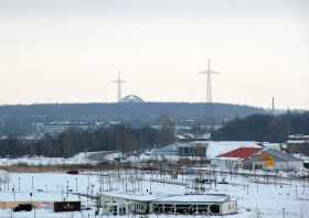 Blick vom Pegelturm auf den Bitterfelder Bogen