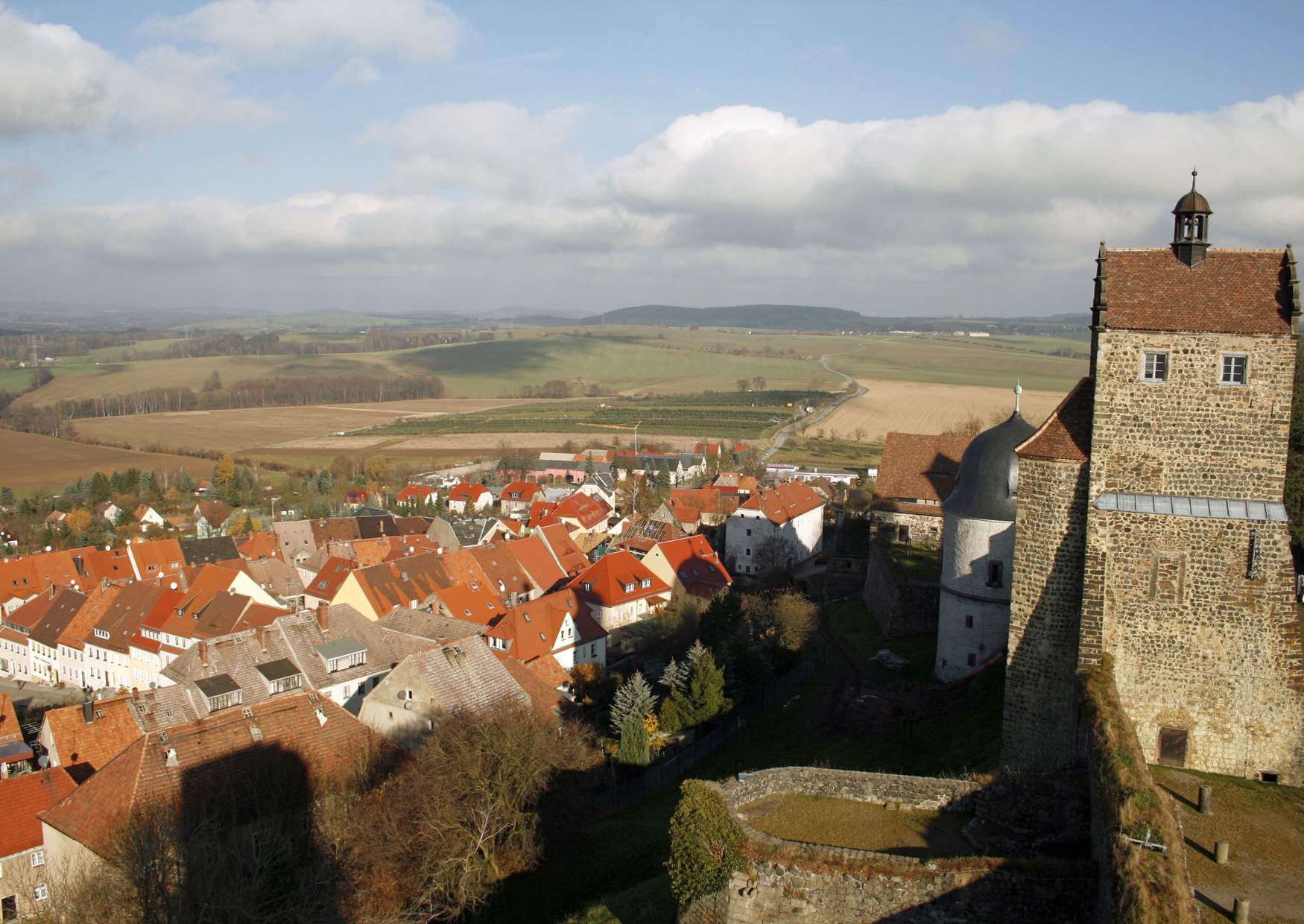 Blick vom Turm in Stolpen in Richtung Neustadt Sachsen