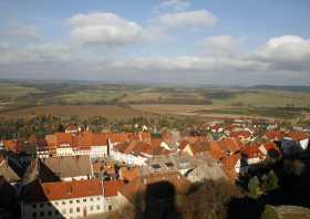 Blick Stadt Stolpen von Burg Stolpen