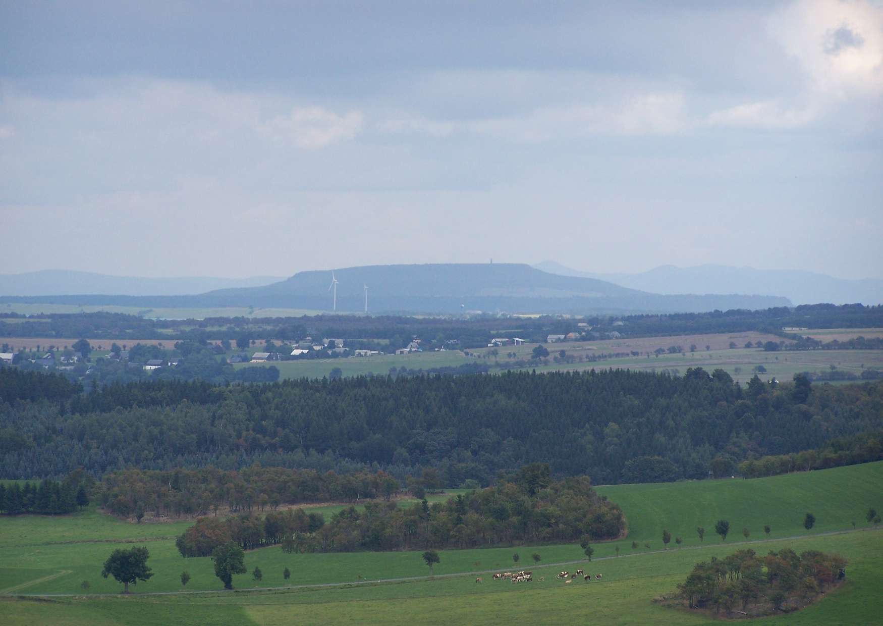 Blick von der Kohlhaukuppe in Geising auf den Hohen Schneeberg