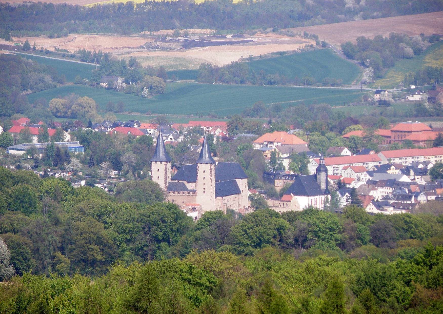 Der Blick vom Friedrich August Turm auf Rochlitz