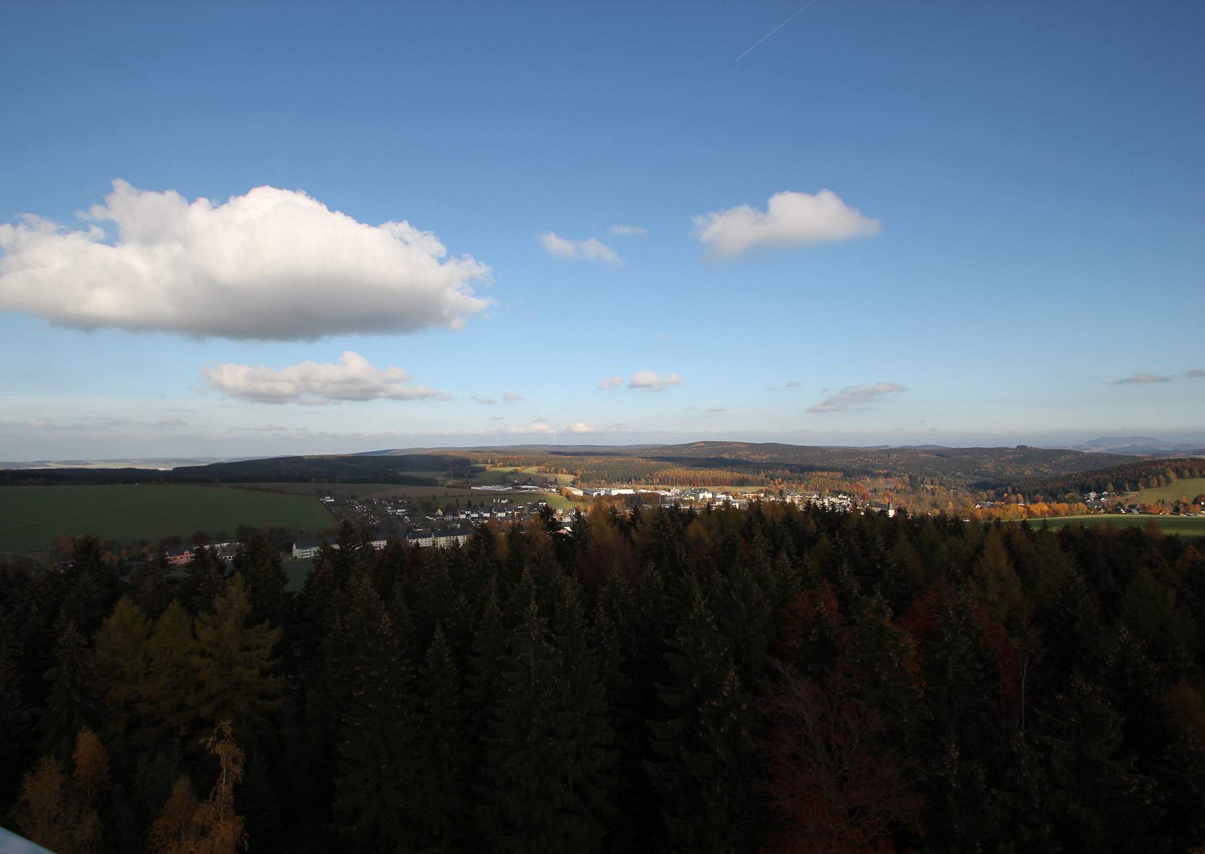 Der Blick vom König-Albert-Turm auf dem Spiegelwald - Grünhain