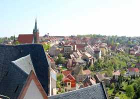 Blick vom Bergfried der Burg Mildenstein auf Leisnig