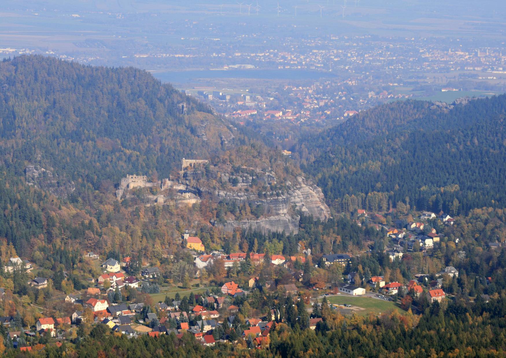 Blick vom Hochwald auf Oybin