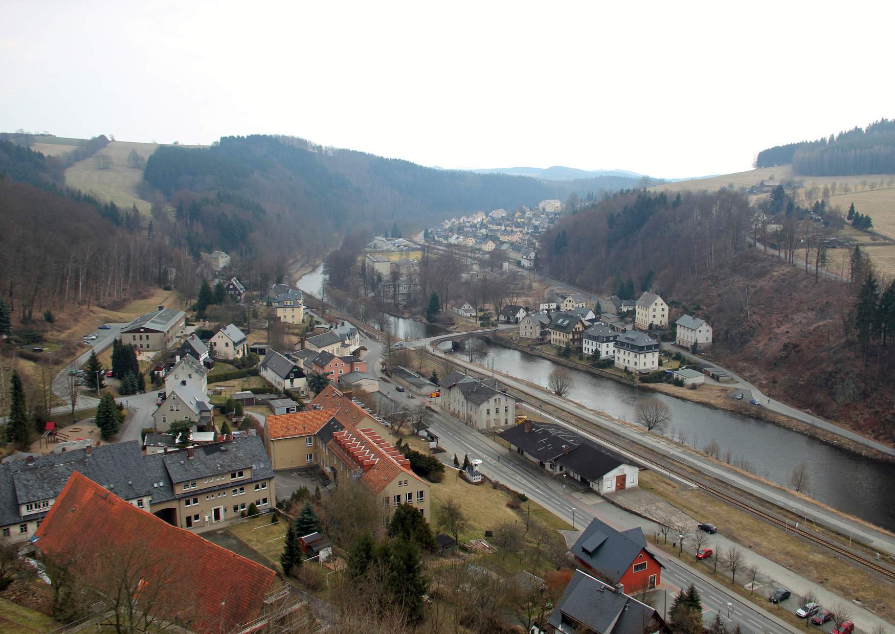 Zschopau an der Burg Scharfenstein im Erzgebirge