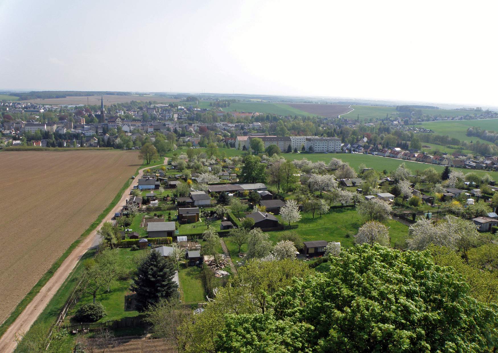 Der Blick vom Friedrich-August Turm in Geringswalde Richtung Arras