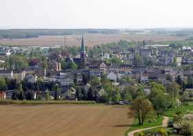 Der Blick vom Aussichtsturm auf das Zentrum von Geringswalde