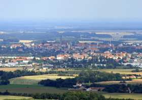 Blick vom Aussichtsturm auf die historische Innenstadt von Bautzen