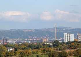 Fichteturm Blick zum Pannometer in Reick