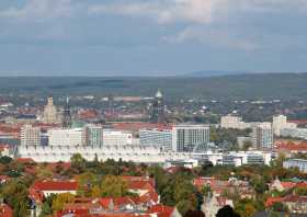 Fichteturm Blick zum Hauptbahnhof Dresden