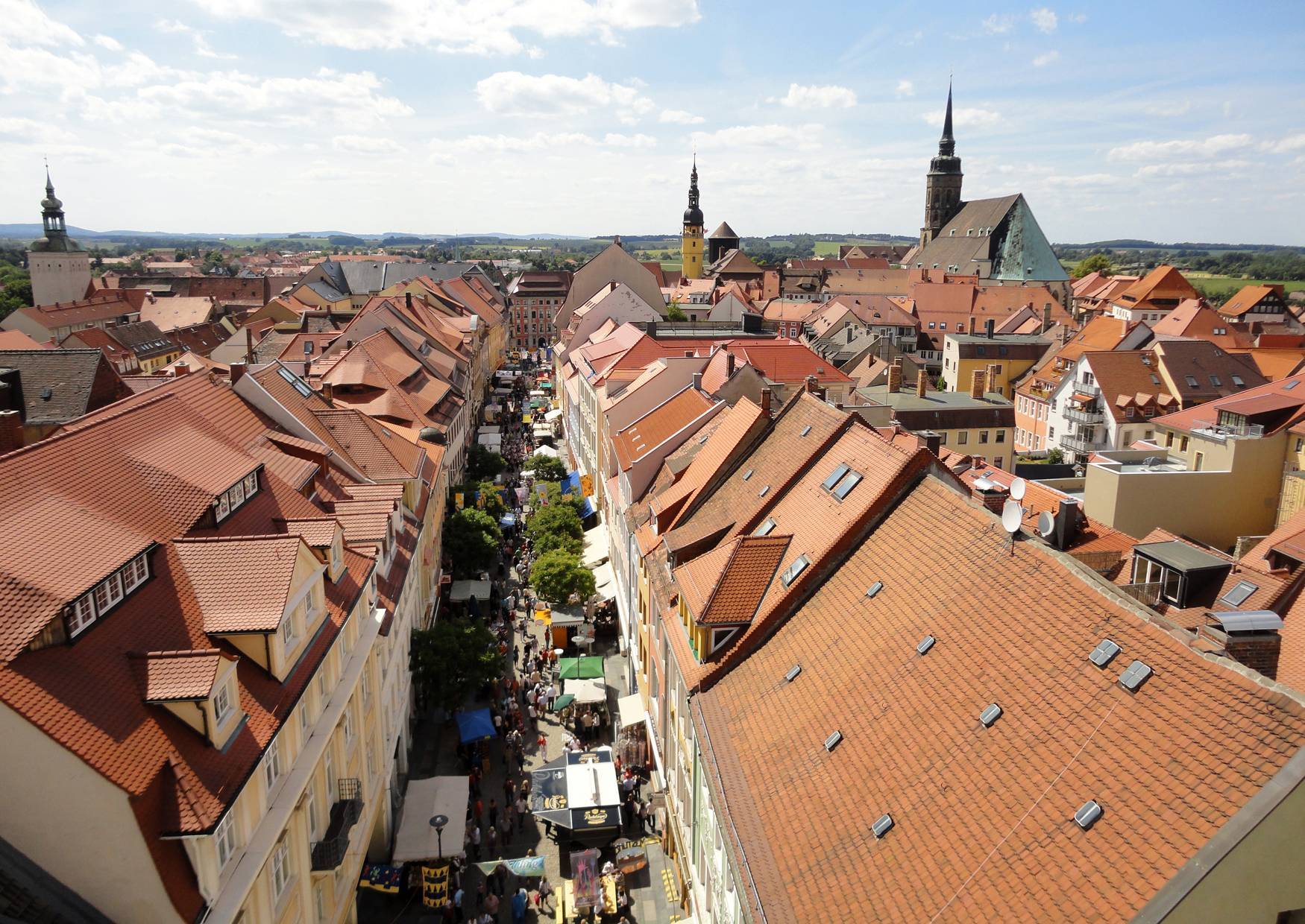 Der Blick vom Reichenturm in Bautzen in Richtung Bautzener Altstadt