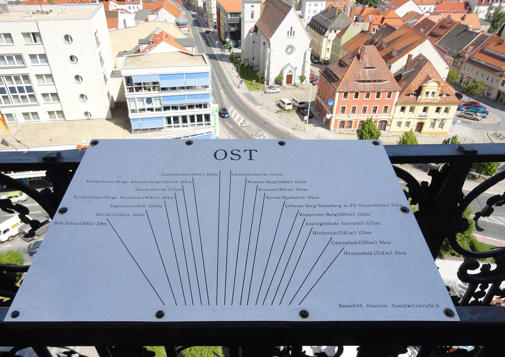 Der Blick vom Reichenturm in Bautzen - Eine Orientierungstafel