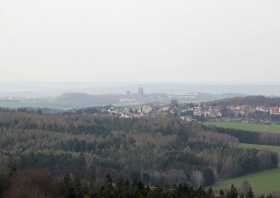 Glückauf Turm Oelsnitz Erzgebirge Blick nach Heinrichsort