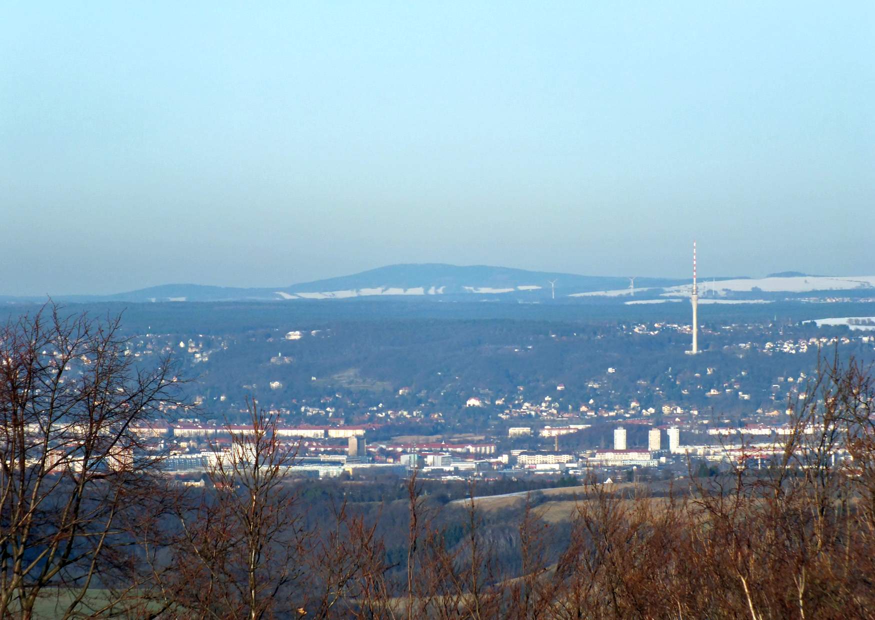 Aussichtspunkt Wilisch bei Kreischa Blick nach Dresden