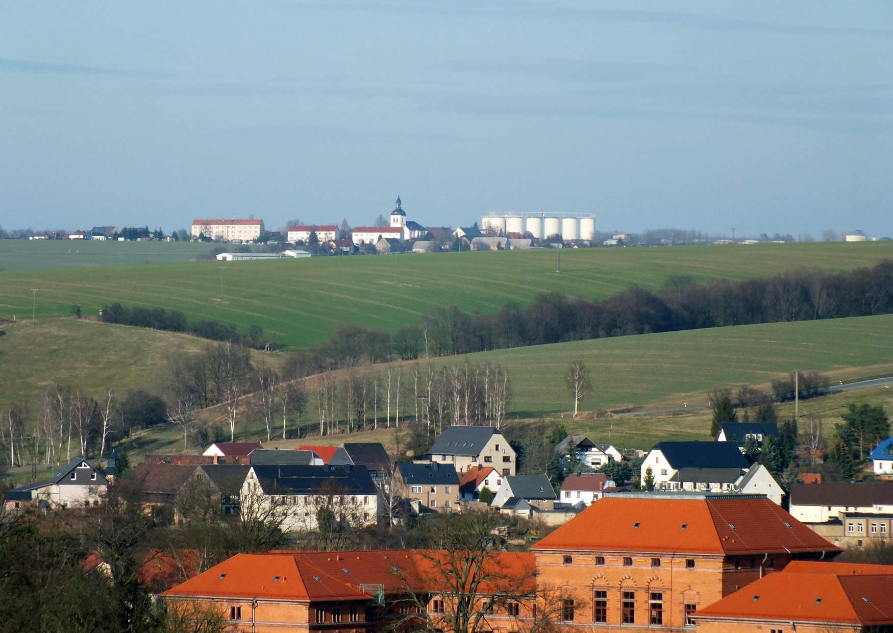 Zettlitz mit Kirche und die Methauer Agro AG