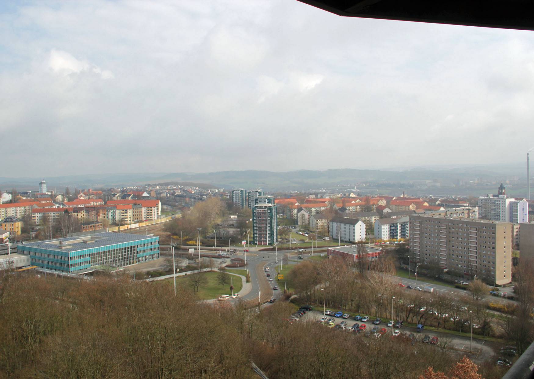 Blick auf Plauen vom Aussichtsturm auf dem Bärenstein