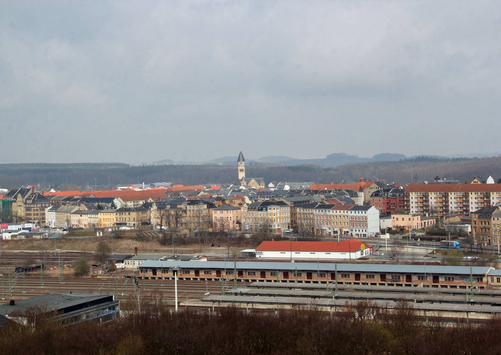 Blick vom aussichtsturm Plauen zur Markuskirche