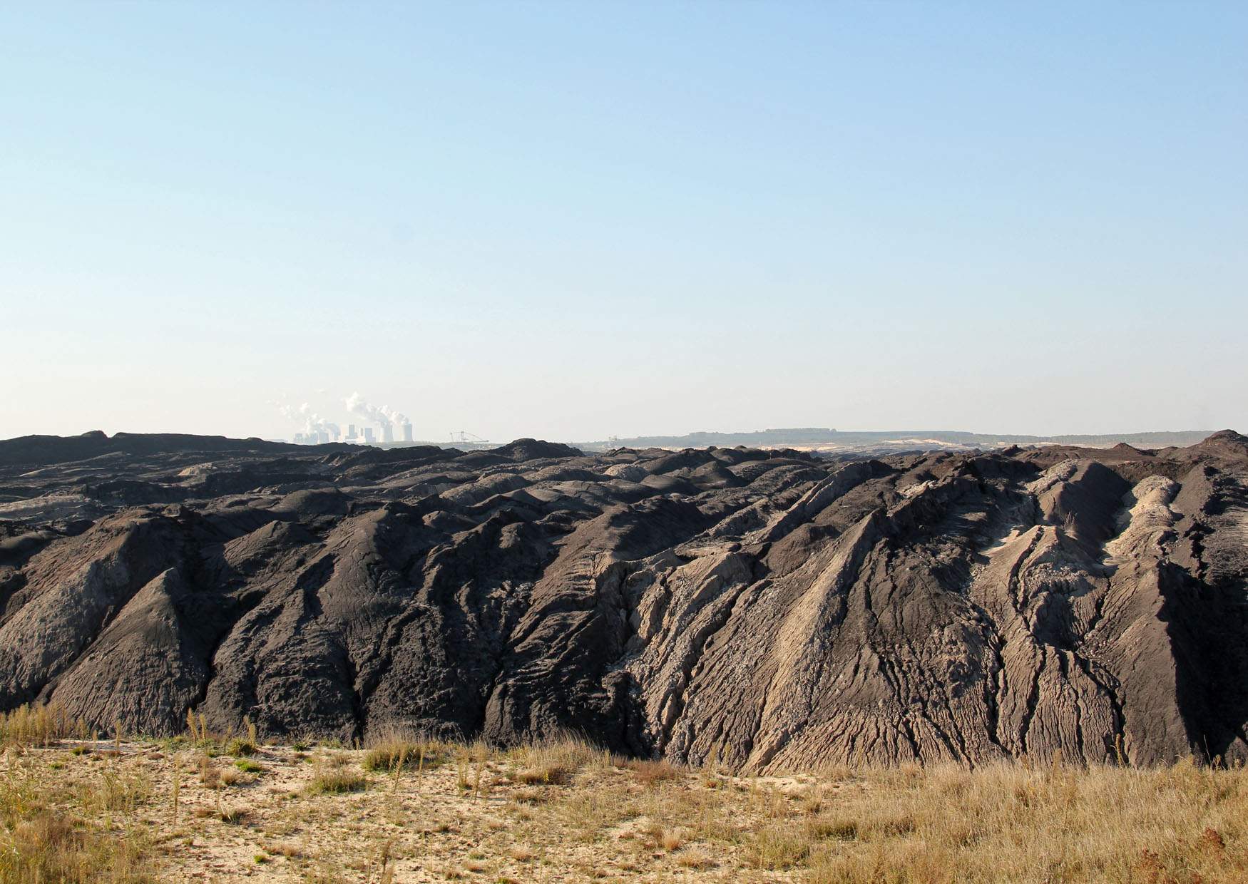 Tagebaulandschaft vor dem Kraftwerk Boxberg im Braunkohletagebau Reichwalde