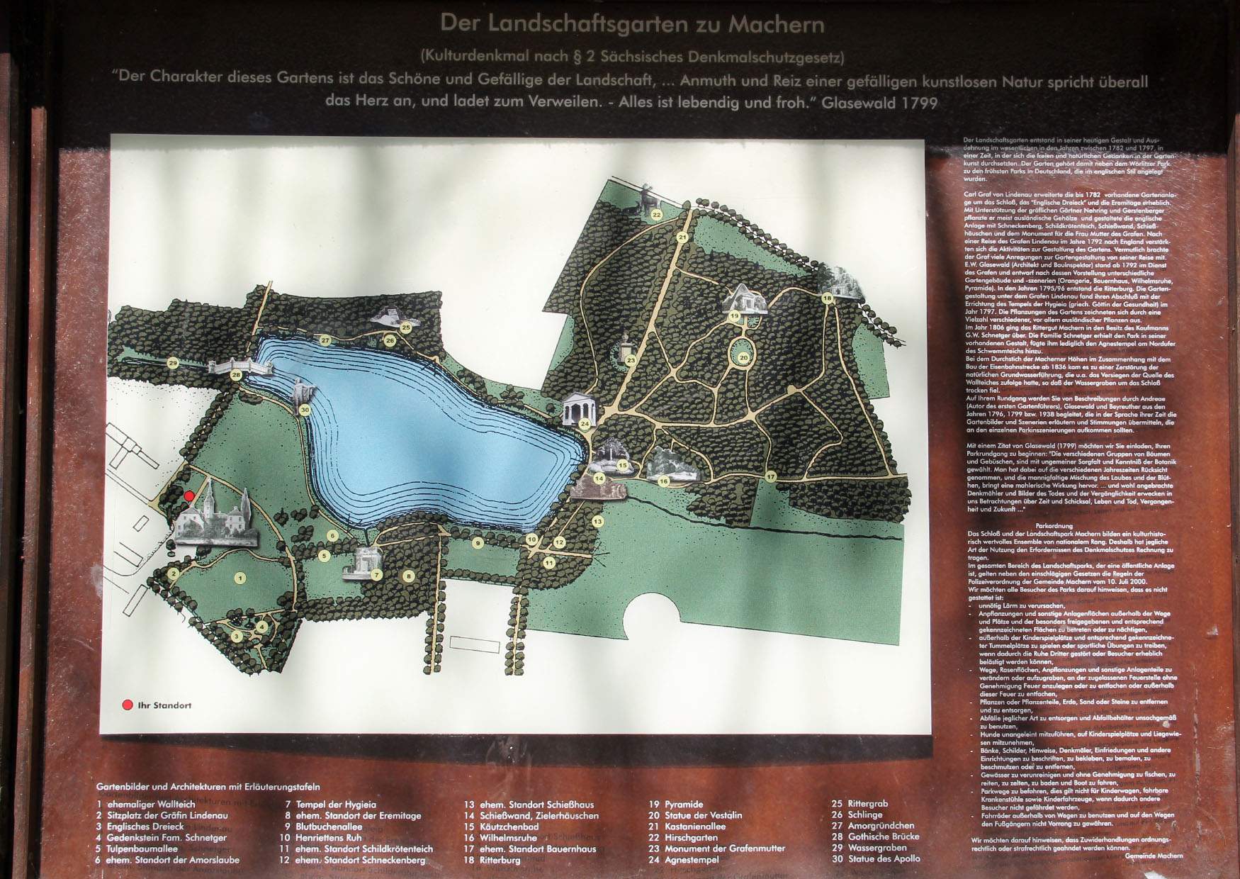 Parkplan, Karte Landschaftsgarten zu Machern